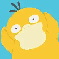 Psyduck close-up on a cyan background used as a Pokémon Friends forum avatar/profile photo.