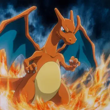 Charizard (Pokémon) forum avatar/pfp: Charizard with wings spread, surrounded by flames and smoke.