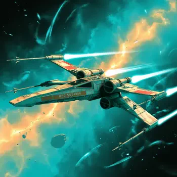 Forum avatar showing a Star Wars X-wing starfighter streaking through teal-orange space with engine trails and distant asteroids.