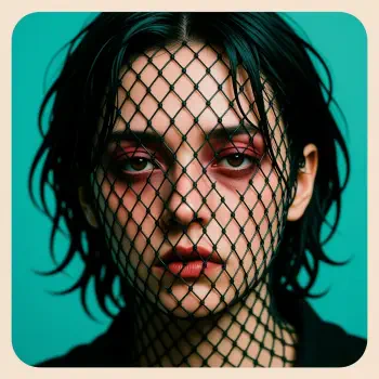 Forum avatar: somber young person with wet hair and fishnet across the face, red-rimmed eyes and pale skin, evoking depression.