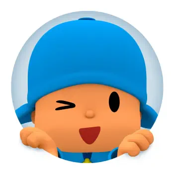 Pocoyo (TV show) forum avatar: winking and peeking through a circular profile-photo frame in his blue hat and outfit.
