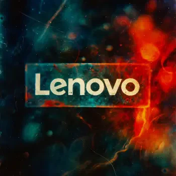 Forum avatar featuring the Lenovo logo centered over a textured teal and fiery orange nebula background.