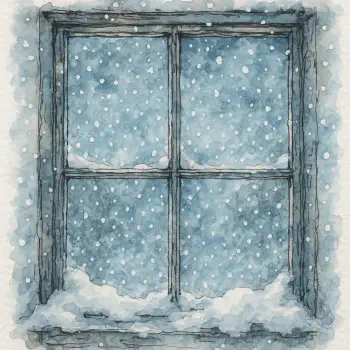 Watercolor snowy window with frosted panes and snow on the sill, shown as a forum avatar/pfp profile photo.