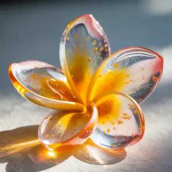 Translucent plumeria with a yellow-orange center and gold flecks, rendered as a stylized forum avatar/profile photo.
