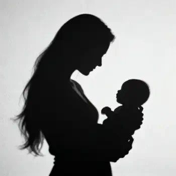 Silhouette forum avatar of a mother cradling her baby, shown as a profile photo.