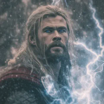 Forum avatar of Thor (Marvel Comics) — bearded Avenger with glowing blue eyes and streaks of lightning.