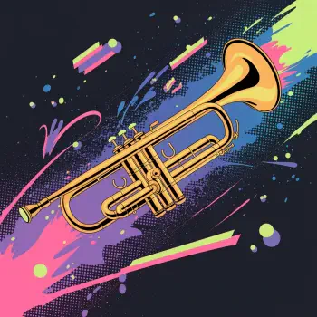 Forum avatar/pfp: a golden trumpet amid neon pink, green and purple paint-splash streaks on a dark background.