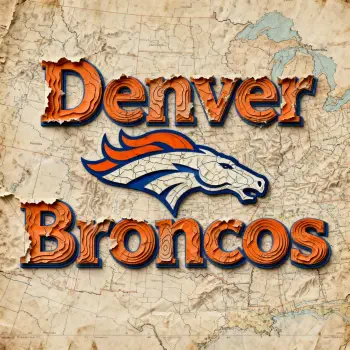 Forum avatar/profile image featuring the Denver Broncos horse-head logo and bold orange Denver Broncos text over a vintage map background.