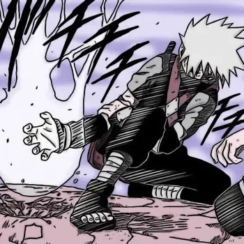 Manga-style forum avatar of Kakashi Hatake crouched, charging Chidori in his hand with crackling purple energy and dynamic speed lines.