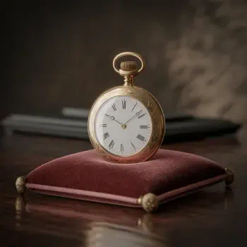 Forum avatar: antique gold pocket watch with Roman numerals resting on a burgundy velvet cushion atop polished wood, soft blurred dark background.