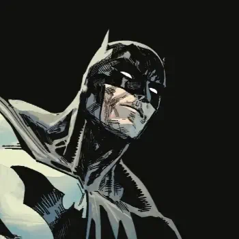 Comic-style dark portrait of Batman — brooding superhero close-up against black, used as a forum avatar/pfp.