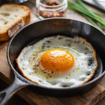 Close-up of a sunny-side-up fried egg in a cast-iron skillet with pepper and toast visible, used as a forum avatar/profile photo.