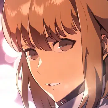 Close-up manhwa portrait of Cha Hae-in from Solo Leveling — warm-toned manga-style profile used as a forum avatar/pfp.