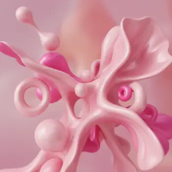 Glossy abstract pink organic loops, swirls and bulbous forms like a sculpted blossom — stylized forum avatar/pfp/profile photo.