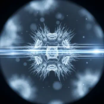 Stylized glowing blue virus with spiky radial structure and a horizontal light streak, rendered as a circular forum avatar/profile photo.