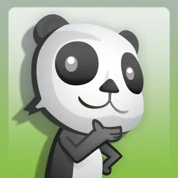 Cartoon panda forum avatar — stylized panda with hand-to-chin pose on an Xbox-green gradient background as a profile picture.