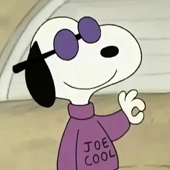 Snoopy cartoon wearing purple sunglasses and a 'JOE COOL' sweater, giving an OK hand sign — TikTok/forum profile avatar.