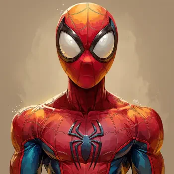 Cartoon Spider-Man fan art forum avatar/pfp — head-and-shoulders portrait in red-and-blue suit with large white eye lenses and a black spider emblem on the chest.
