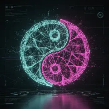 Glowing wireframe yin‑yang in cyan and magenta over a digital grid, displayed as a forum avatar/pfp/profile photo.