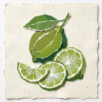 Collage-style lime with three cross-section slices on a textured off-white square background — bright green forum avatar/pfp.