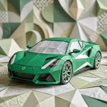 Green origami Lotus sports car model on a geometric patterned backdrop, presented as a forum profile avatar.