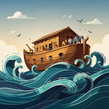 Illustrated Noah's Ark with animals on deck sailing large blue waves beneath a bright sky, shown as a forum avatar/profile photo.