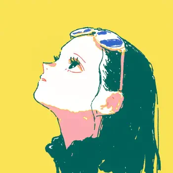 Stylized anime profile illustration of Nico Robin (One Piece) as a colorful forum avatar, gazing upward against a bright yellow background.