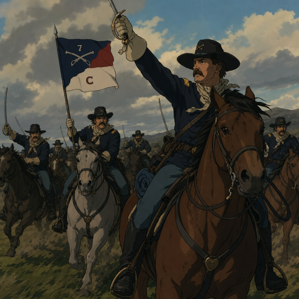 Forum avatar: illustrated cavalry charge with a mustached officer on horseback raising a saber, mounted troops and a flag advancing under a brooding sky.