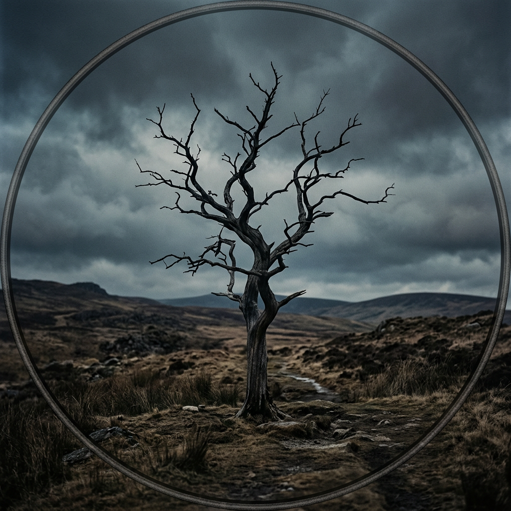 Forum avatar: a lone dead tree silhouette on a barren moor beneath brooding storm clouds, framed by a thin circular border.