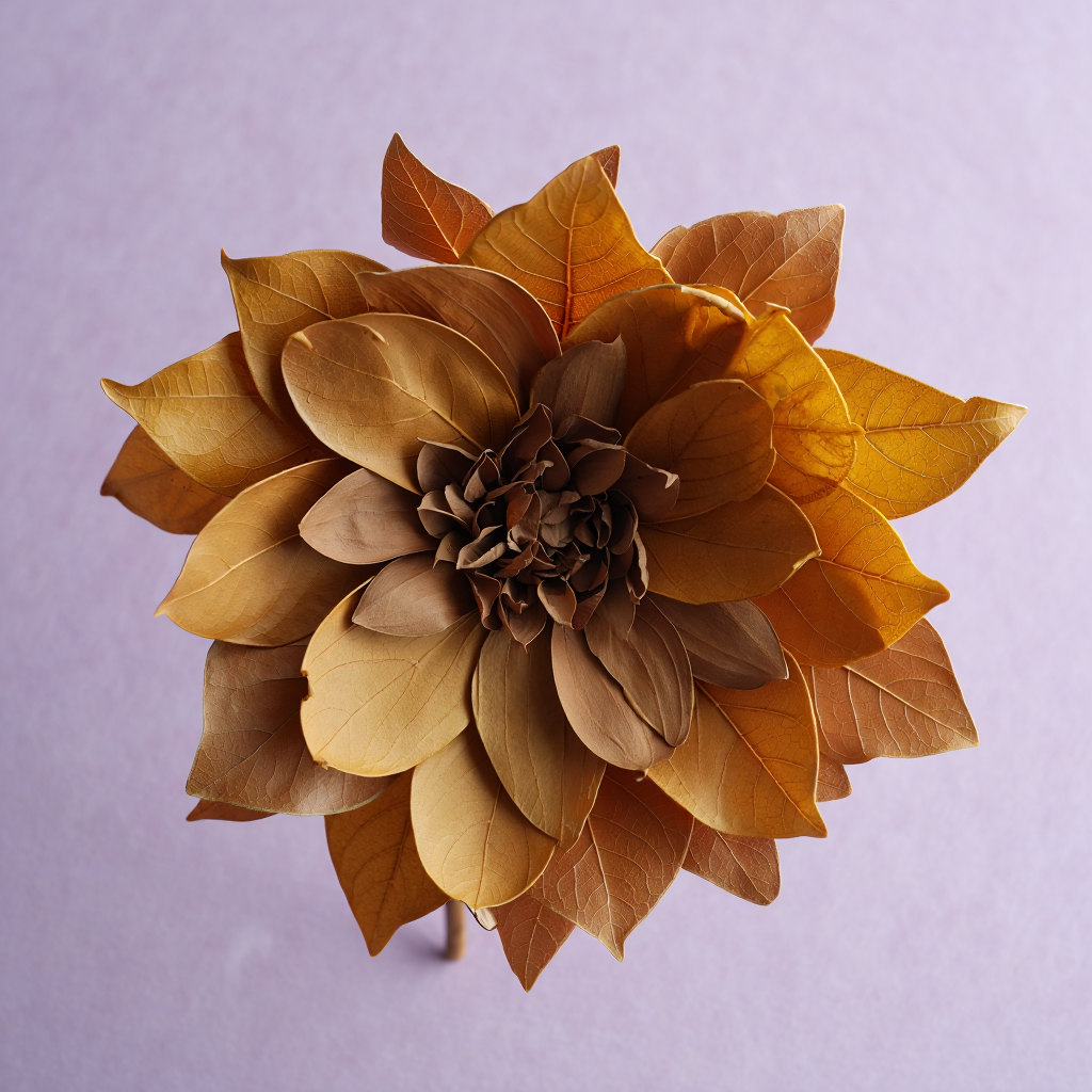 Dried golden-brown flower close-up on a pale lavender background, presented as a forum avatar / pfp / profile photo.