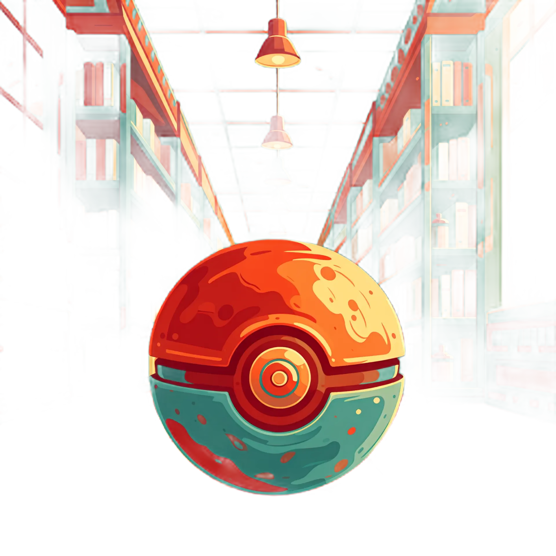 Stylized Poké Ball floating down a colorful library aisle, shown as a forum avatar/profile picture.