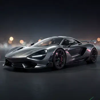 Metallic gray hypercar with aggressive aero lines and rear wing, framed as a glossy forum avatar/pfp/profile photo against blurred city lights.