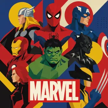 Marvel Comics forum avatar/pfp: bold, comic-style portraits of Spider-Man, Captain America, Thor, Iron Man, Hulk, Black Panther, Wolverine and Black Widow surrounding a MARVEL logo.