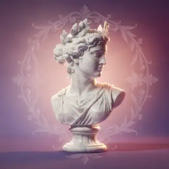 Classical marble bust sculpture with laurel crown, softly lit against an ornamental backdrop, presented as a forum avatar/pfp profile photo.