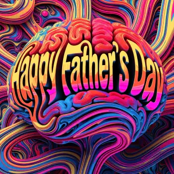 Colorful swirled 3D typography reading Happy Father's Day in bold neon hues, styled like a Father's Day greeting card and forum avatar/profile photo.