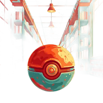 Stylized Poké Ball floating down a colorful library aisle, shown as a forum avatar/profile picture.