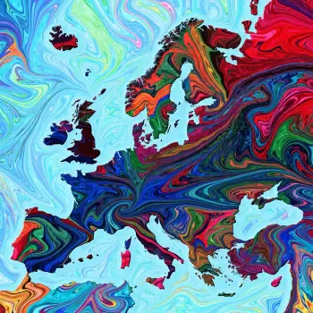 Abstract marble-painted map of Europe in vivid swirling colors, rendered as a forum avatar/profile picture.