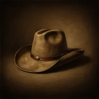 Vintage brown cowboy hat on a warm, dark background, styled as a classic forum profile avatar.