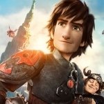 Forum avatar of Hiccup from the movie How to Train Your Dragon 2 — close-up of him in armor with a sunset sky and a small dragon in the background.