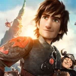 Forum avatar of Hiccup from the movie How to Train Your Dragon 2 — close-up of him in armor with a sunset sky and a small dragon in the background.