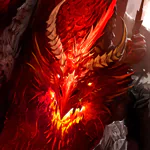 Fiery red dragon with glowing eyes and sharp horns, depicted in a striking fantasy style for a forum avatar.