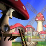  Cartoon mushroom village
