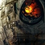 Close-up of a detailed sci-fi spaceship’s mechanical interior, showcasing advanced technology and intricate spacecraft machinery in a dark, atmospheric setting.