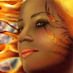 Download Face Colors Fire Orange Eyes Fantasy Woman PFP