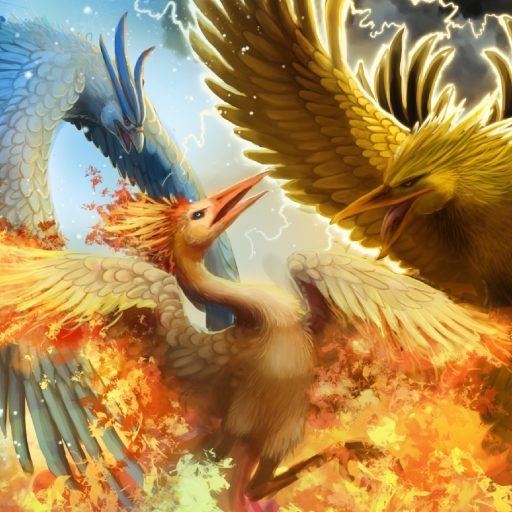 Legendary birds Articuno, Zapdos, and Moltres