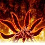Forum avatar/pfp showing Naruto anime's Kurama (Nine-Tails) — a snarling fox with nine flaming tails against a blazing, fiery background.