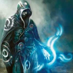 A hooded figure exudes magical energy from its hand in a mystical, man made scene from Magic: The Gathering. This image is used as a forum avatar/profile photo.