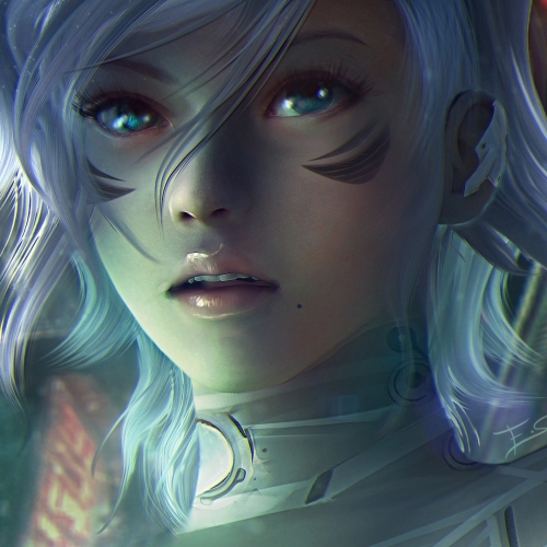 Download Blue Eyes White Hair Face Sci Fi Woman PFP