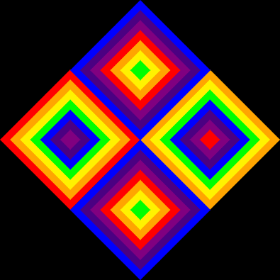 Artistic, psychedelic forum avatar/pfp: four concentric rainbow diamonds arranged as a larger diamond against a black background.