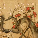 Oriental-style avatar featuring traditional ink painting of a blossoming tree branch on a parchment background.
